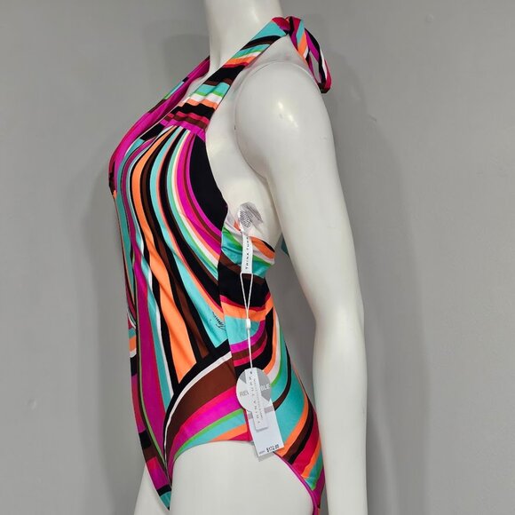 Trina Turk Reversible Plunge Halter One-Piece Swimsuit - Picture 3 of 16